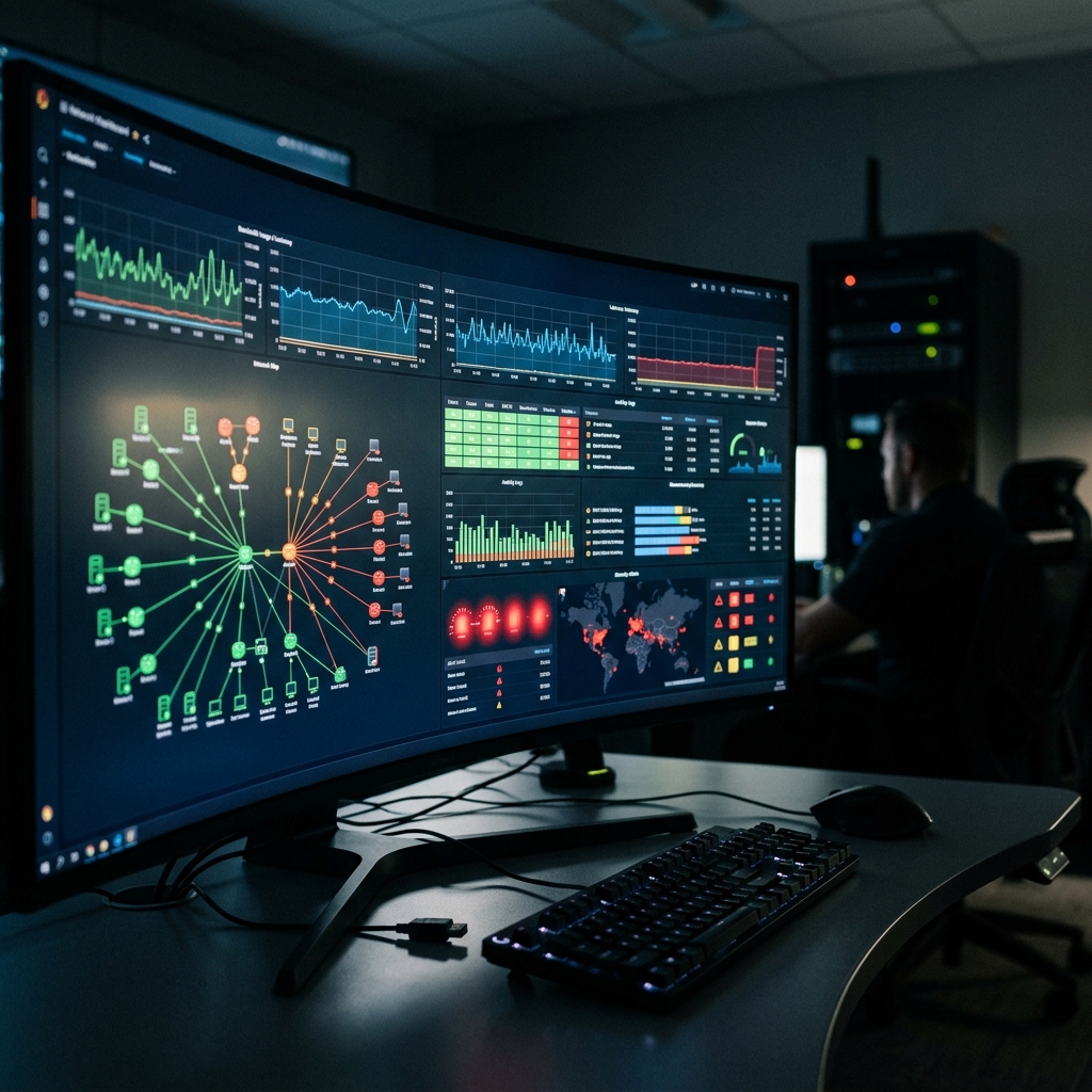 Advanced monitoring dashboard showing server health